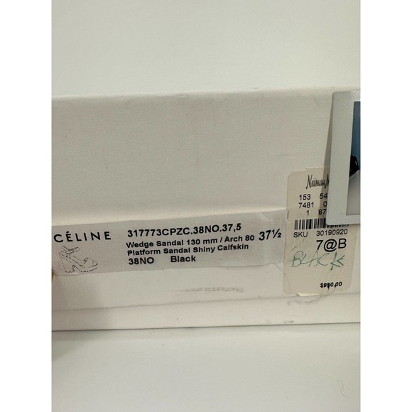 Celine Black Suede Platform Wedge Sandal 130 mm / Arch 80 Platform Wedge 37 1/2 - Picture 7 of 8